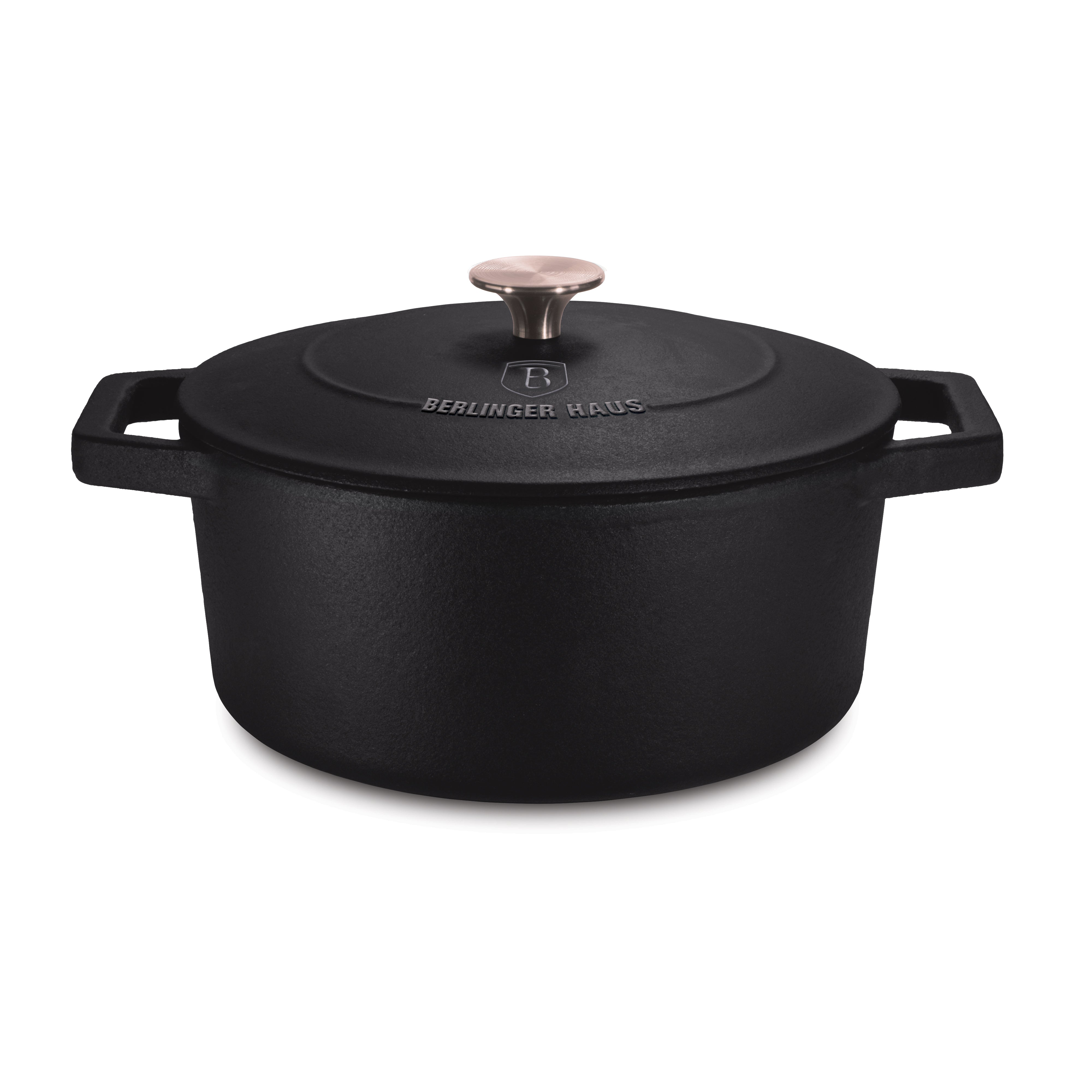 Berlinger Haus 20cm Enamel Coating Oven Safe Casserole with Lid - Blac