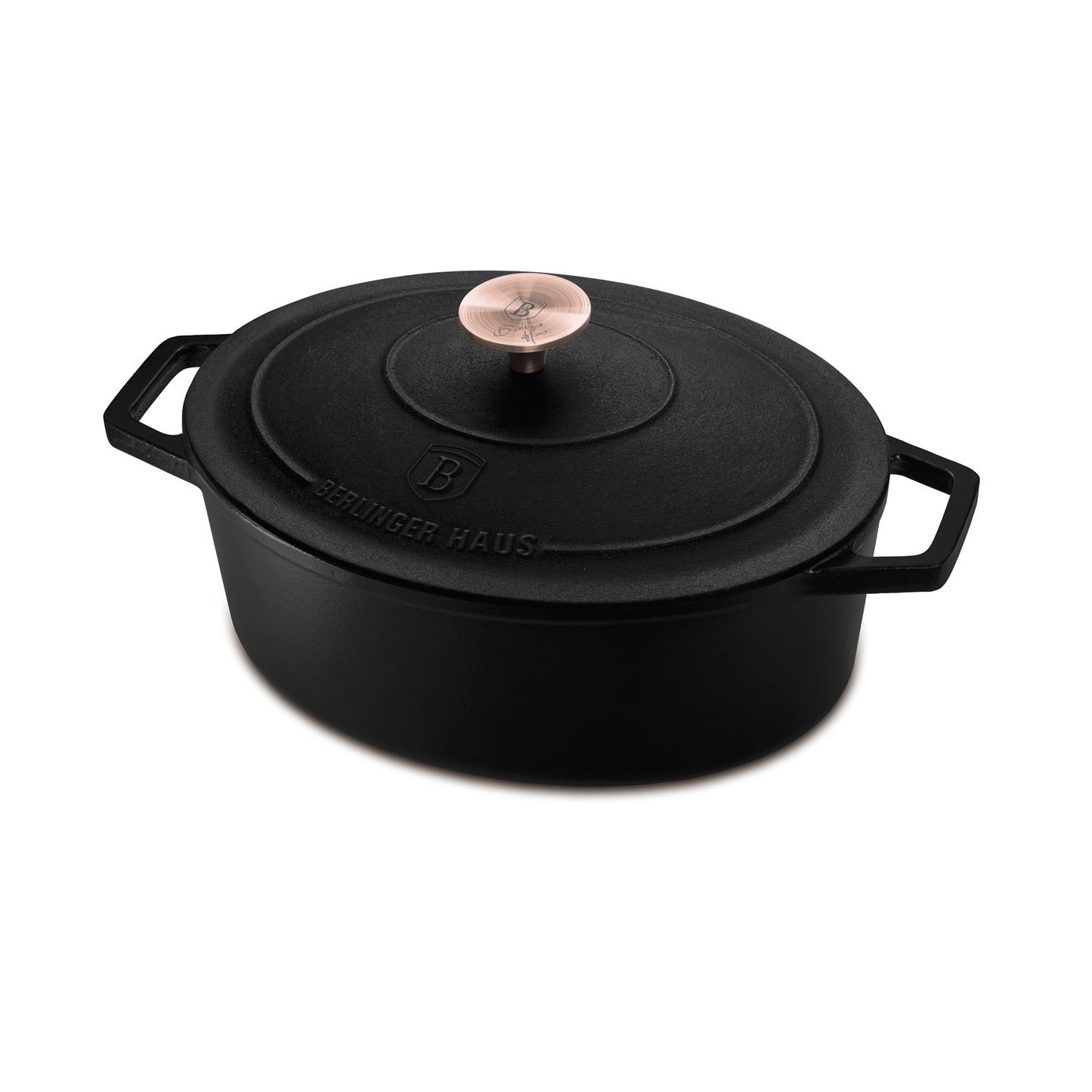 Berlinger Haus 30cm Enamel Coating Cast Iron Oval Casserole - Black Rose Line