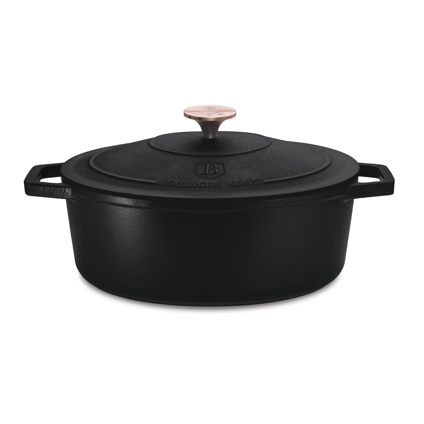 Berlinger Haus 30cm Enamel Coating Cast Iron Oval Casserole - Black Rose Line