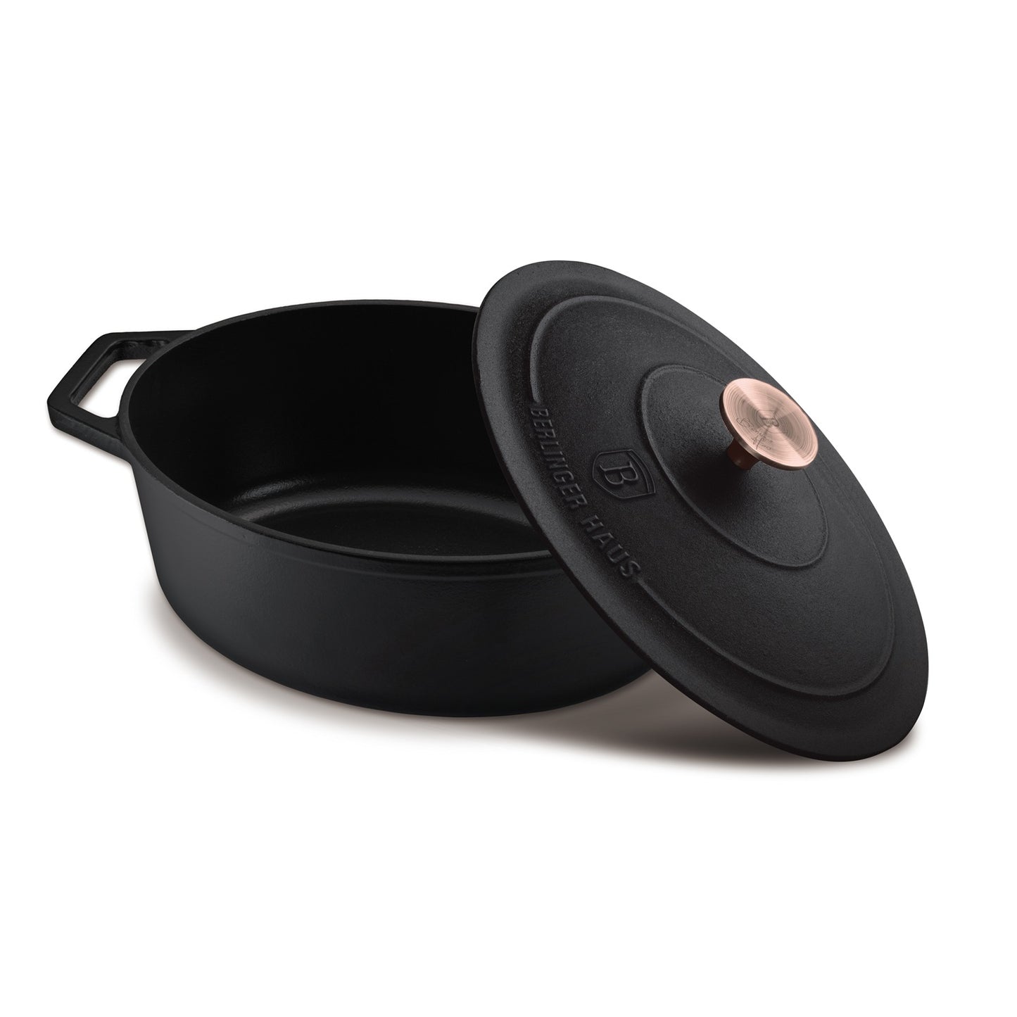 Berlinger Haus 30cm Enamel Coating Cast Iron Oval Casserole - Black Rose Line
