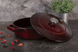 Berlinger Haus 26cm Cast Iron Enamel Coating Oven Safe Shallow Pot - Burgundy Metallic