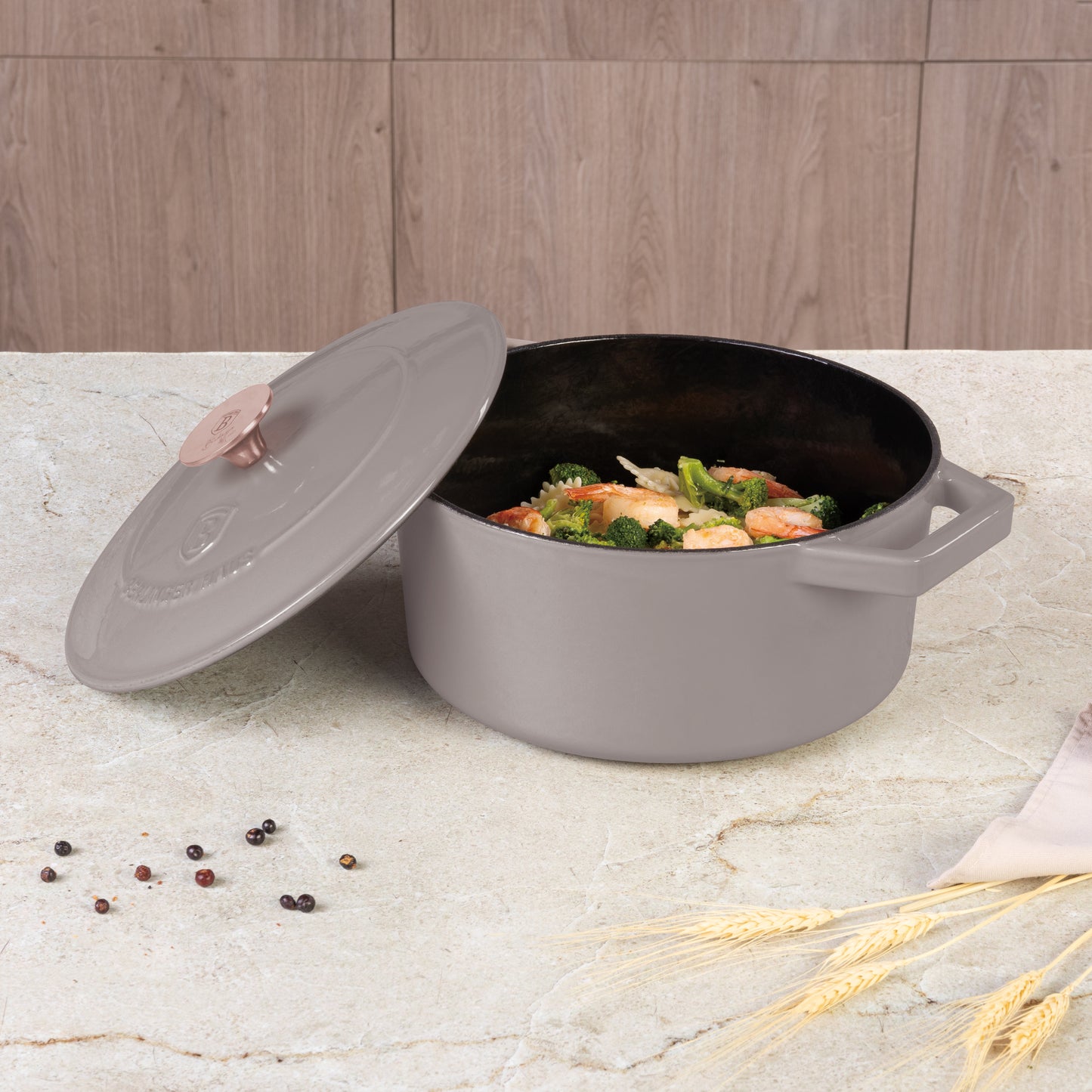 Berlinger Haus 24cm Cast Iron Casserole – Taupe