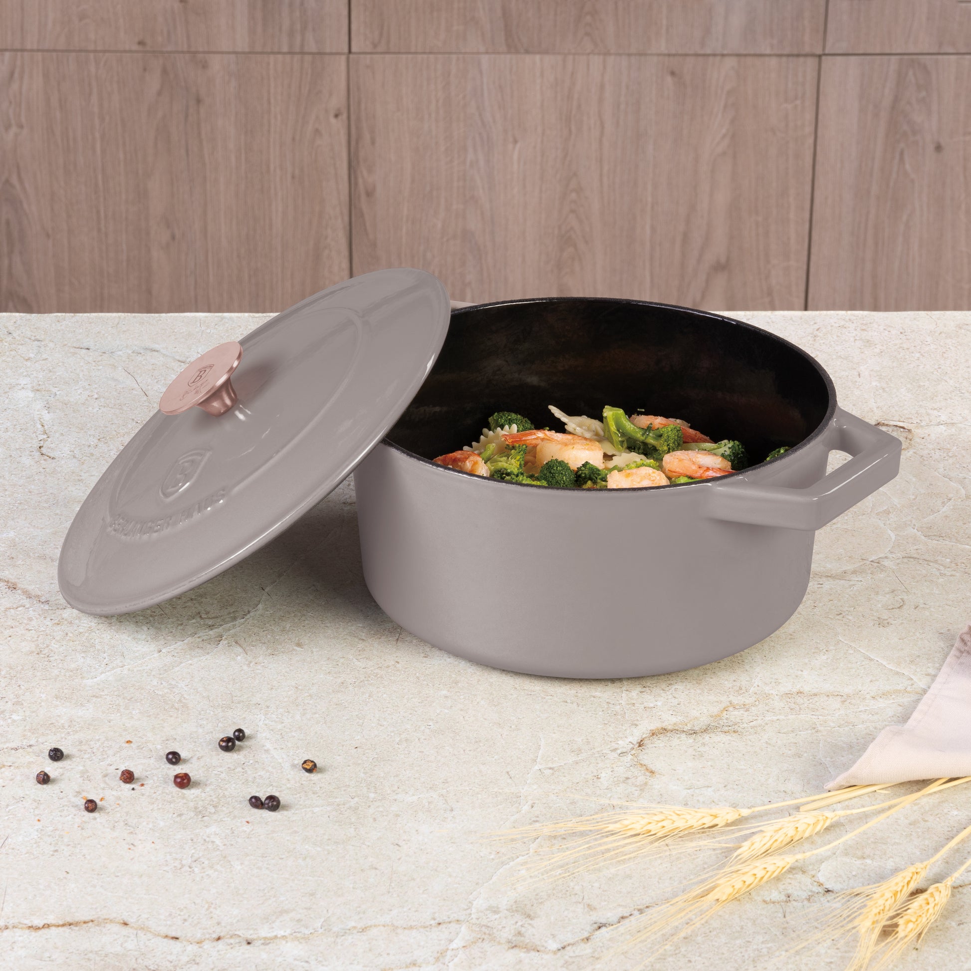 Berlinger Haus 24cm Cast Iron Casserole – Taupe