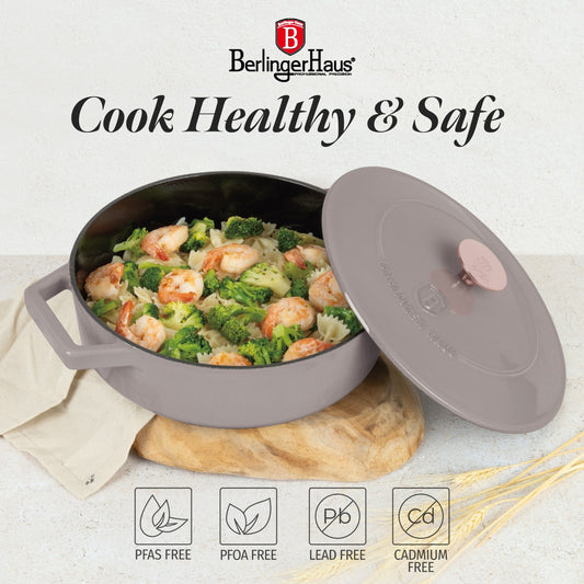 Berlinger Haus 26cm Cast Iron Shallow Pot – Taupe