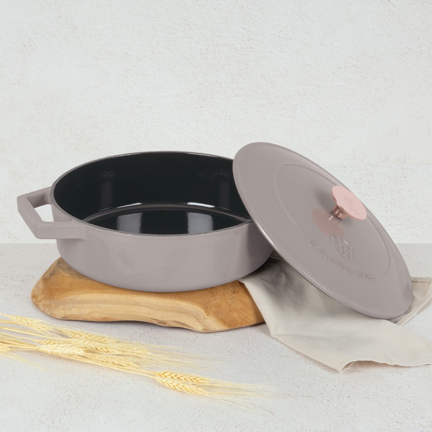 Berlinger Haus 26cm Cast Iron Shallow Pot – Taupe