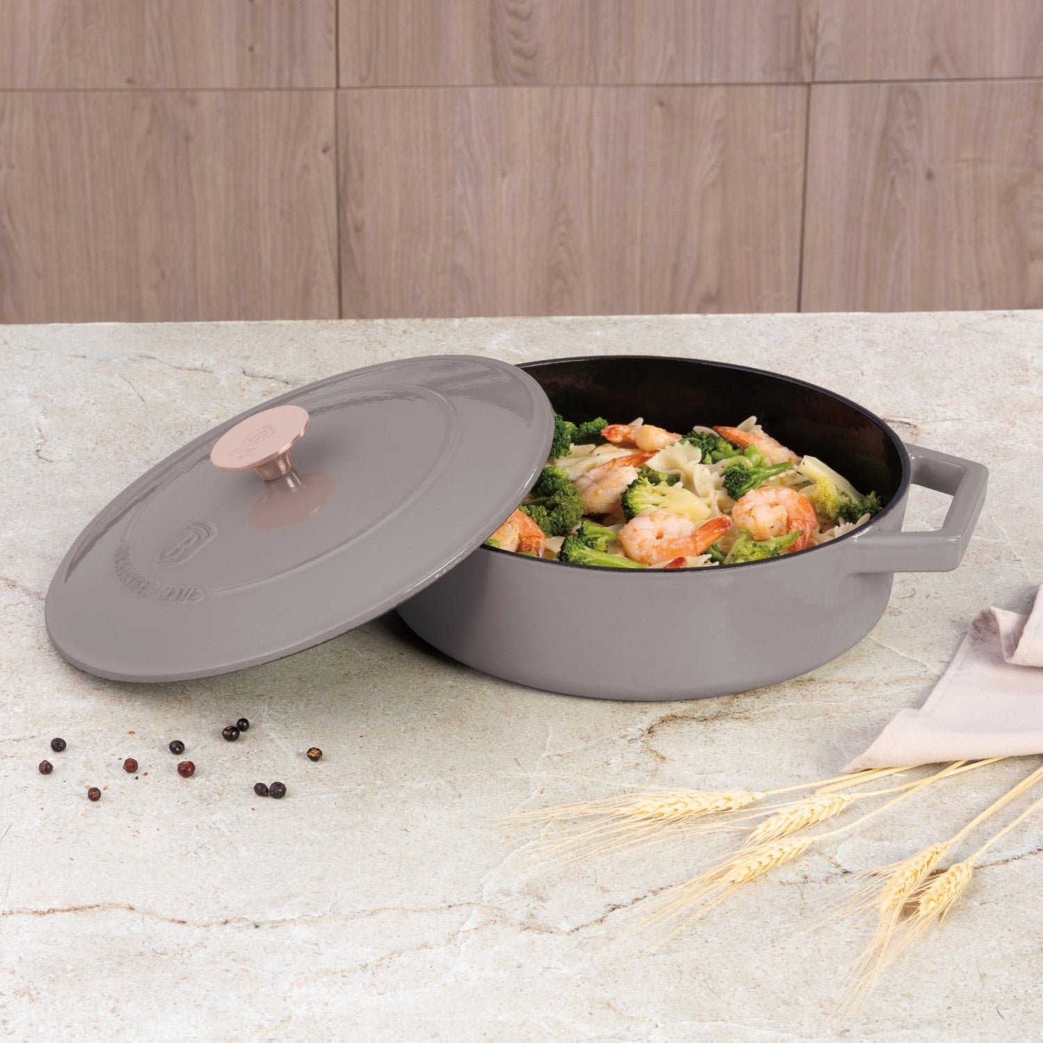 Berlinger Haus 26cm Cast Iron Shallow Pot – Taupe