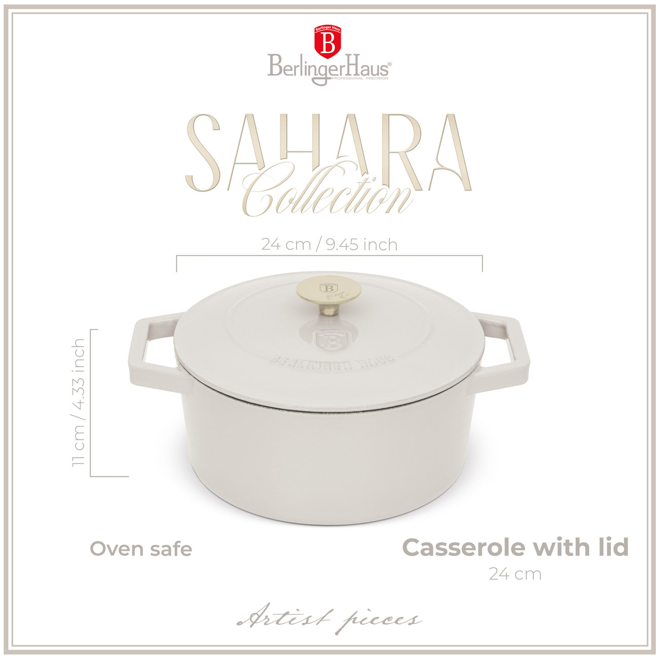 Berlinger Haus 24cm Cast Iron Casserole – Sahara