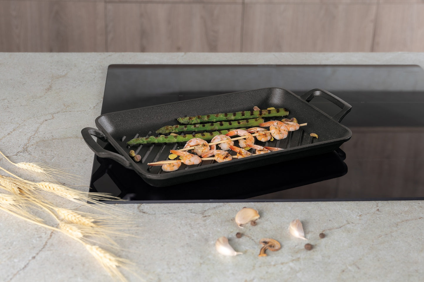 Berlinger Haus 33cm Cast Iron Rectangle Grill Plate - Matte Black