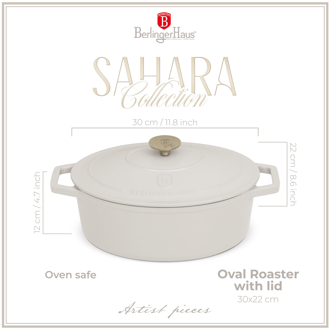 Berlinger Haus 30cm Cast Iron Oval Roaster – Sahara