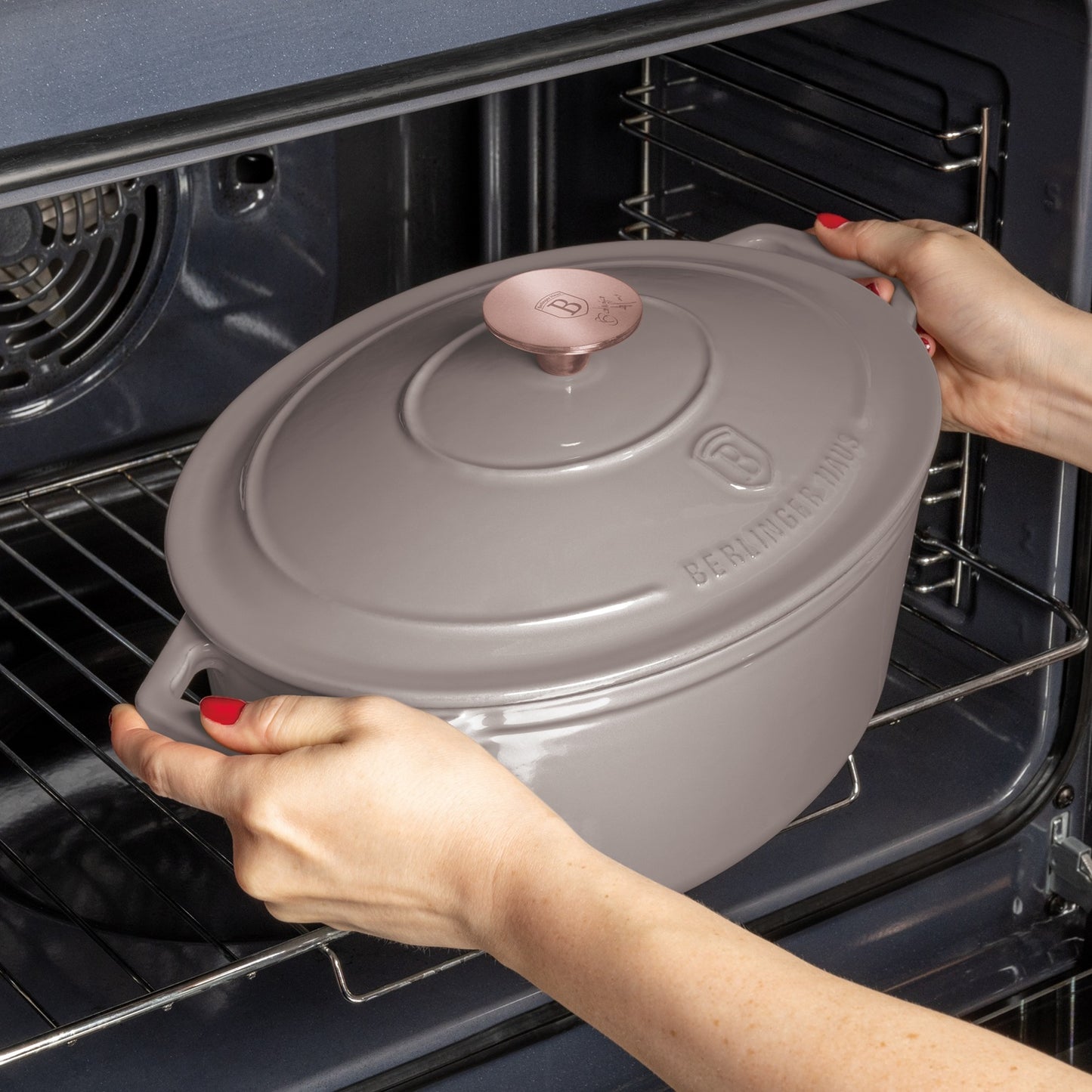 Berlinger Haus 30cm Cast Iron Oval Roaster – Taupe