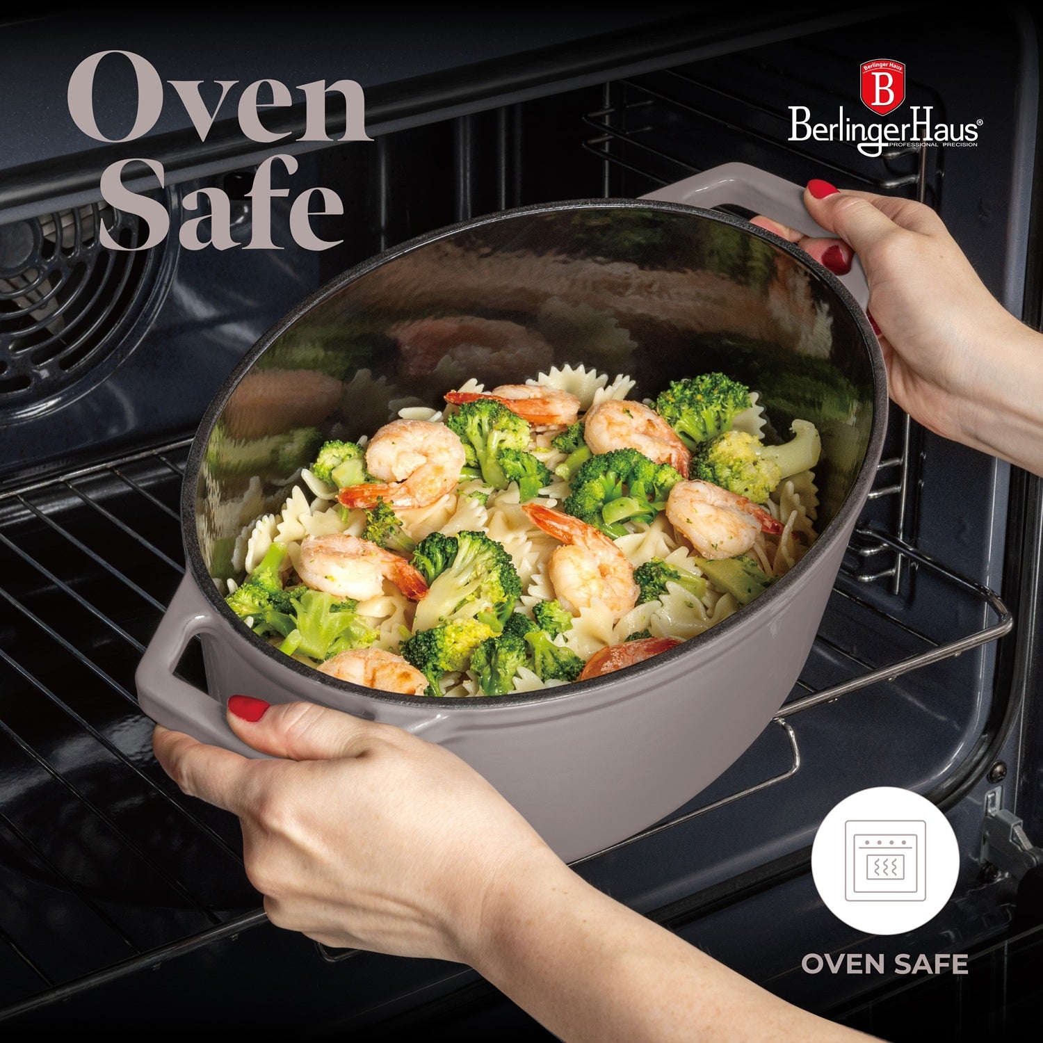 Berlinger Haus 30cm Cast Iron Oval Roaster – Taupe