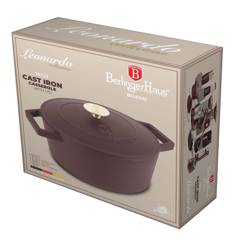 Berlinger Haus 24cm Cast Iron Casserole - Leonardo