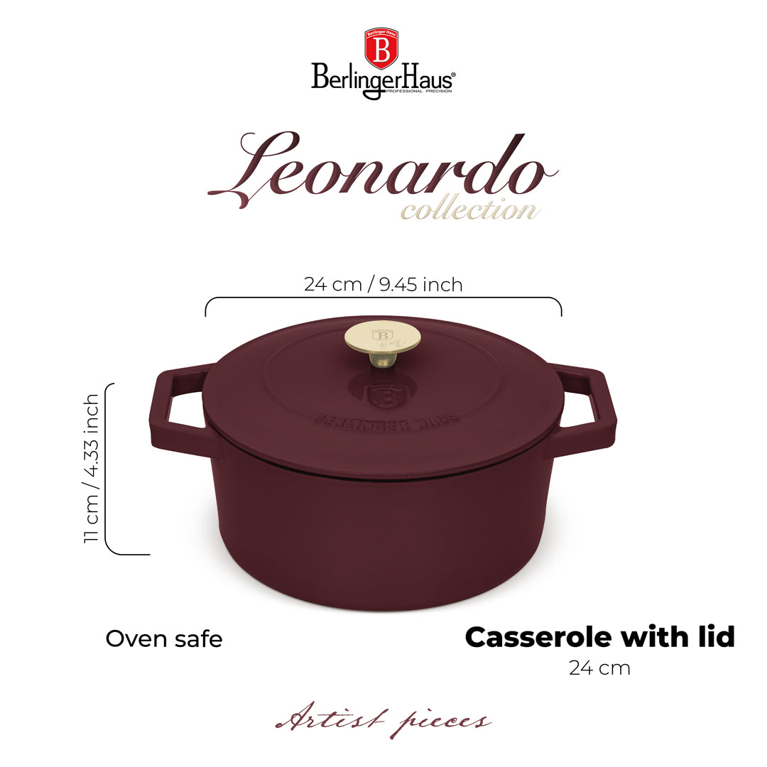 Berlinger Haus 24cm Cast Iron Casserole - Leonardo