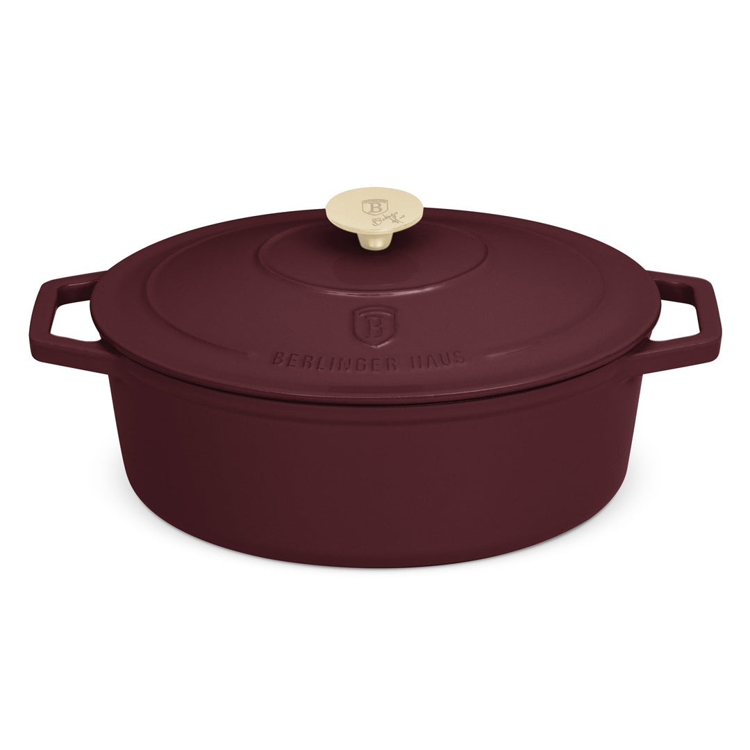 Berlinger Haus 30cm Cast Iron Oval Roaster Stew Pot - Leonardo