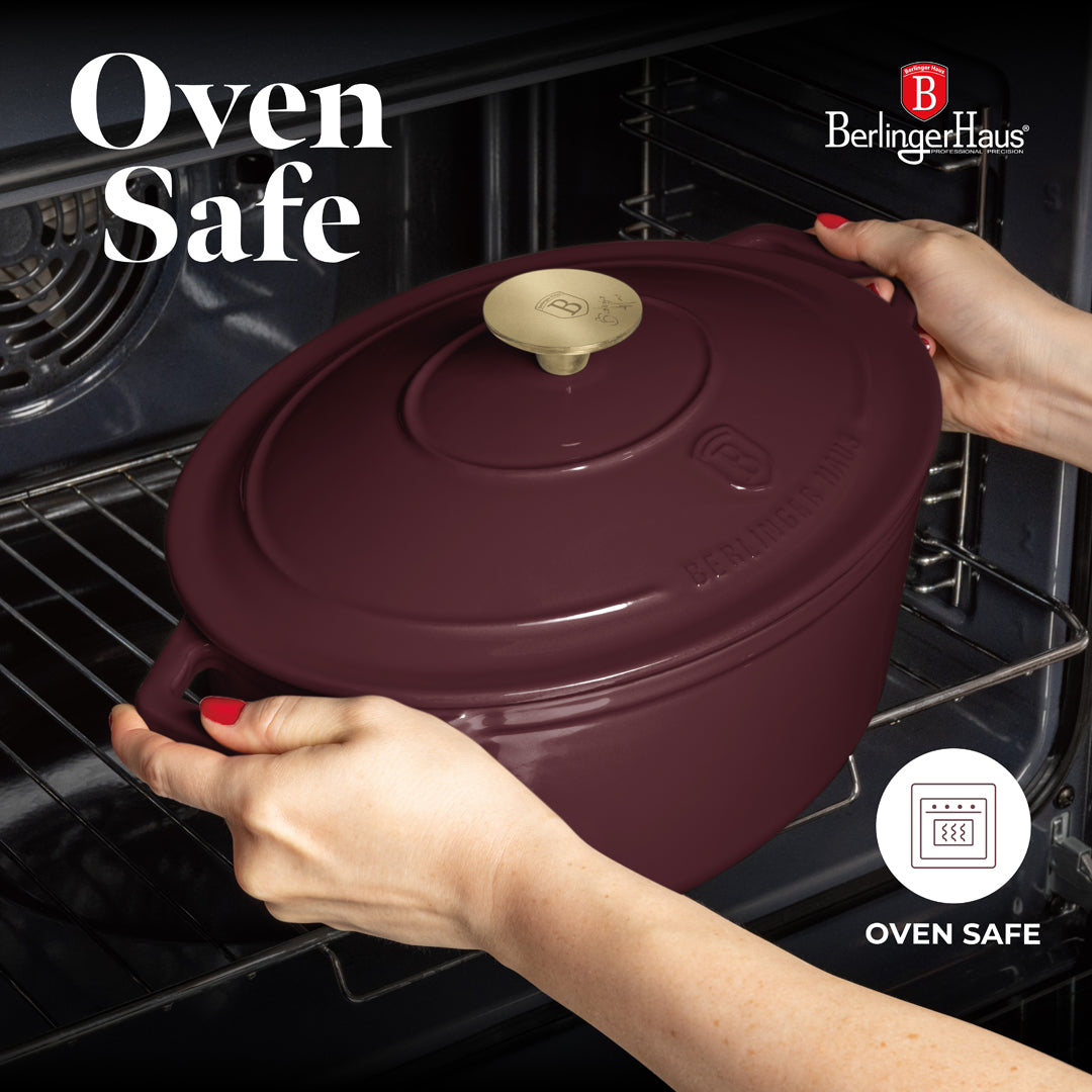 Berlinger Haus 30cm Cast Iron Oval Roaster Stew Pot - Leonardo