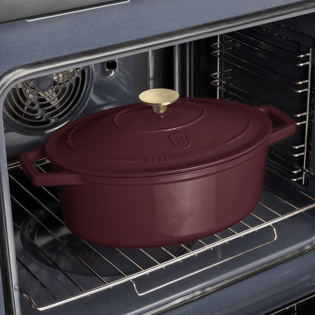 Berlinger Haus 30cm Cast Iron Oval Roaster Stew Pot - Leonardo