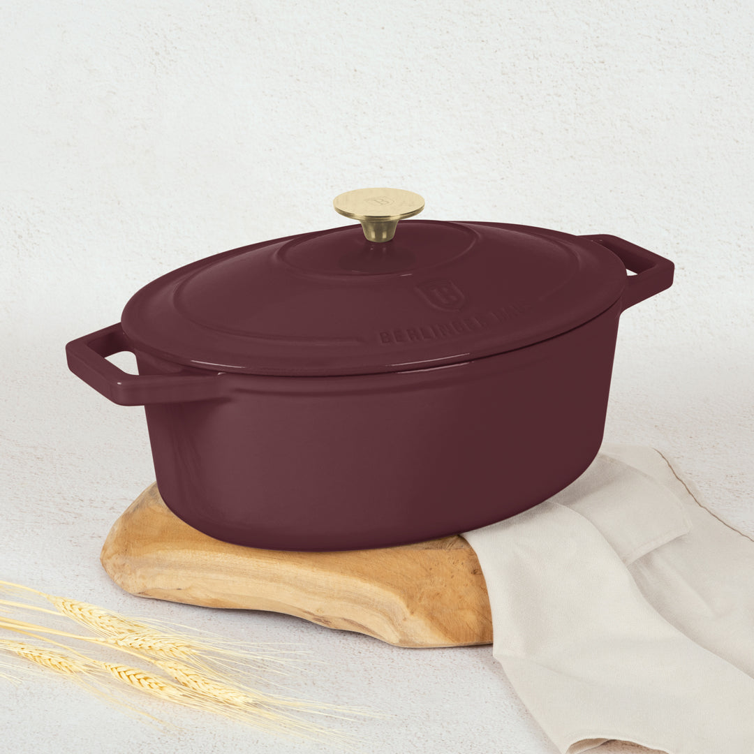 Berlinger Haus 30cm Cast Iron Oval Roaster Stew Pot - Leonardo