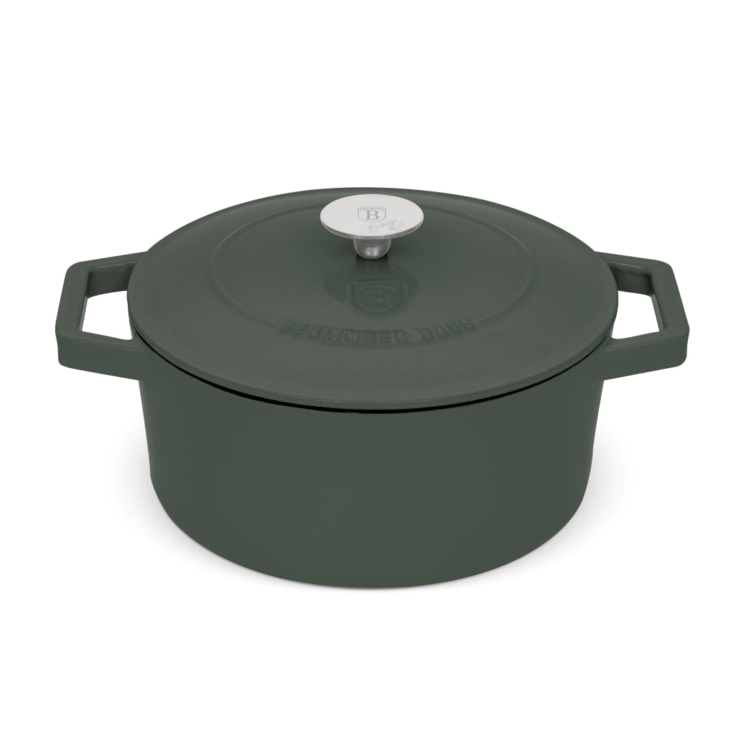 Berlinger Haus 24 cm Cast Iron Oval Roaster Stew Pot - Matte Green