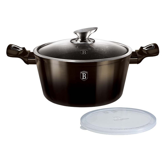 Berlinger Haus 24cm Marble Coating Casserole with Lid - Shine Black Edition