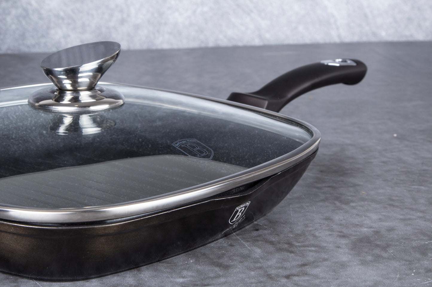 Berlinger Haus 28 cm Marble Coating Grill Pan & Lid - Shine Black Edition