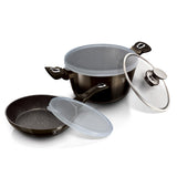 Berlinger Haus 3+2 Marble Coating Cookware Set - Shine Black Edition