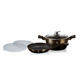 Berlinger Haus 3+2 Marble Coating Cookware Set - Shine Black Edition