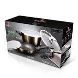 Berlinger Haus 3+2 Marble Coating Cookware Set - Shine Black Edition