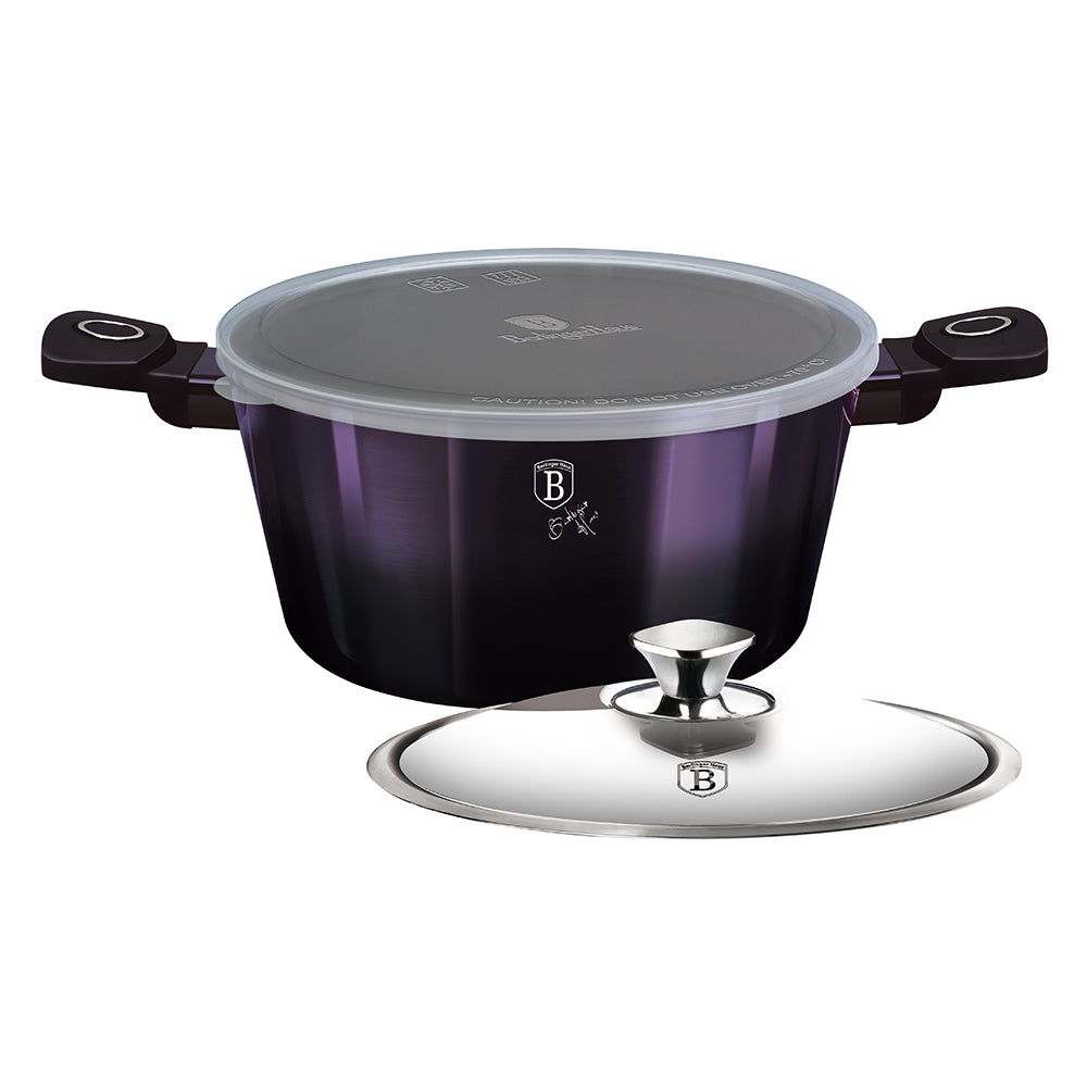 Berlinger Haus 20cm Titan Coating Caserole with 2 Lids - Purple Eclipse
