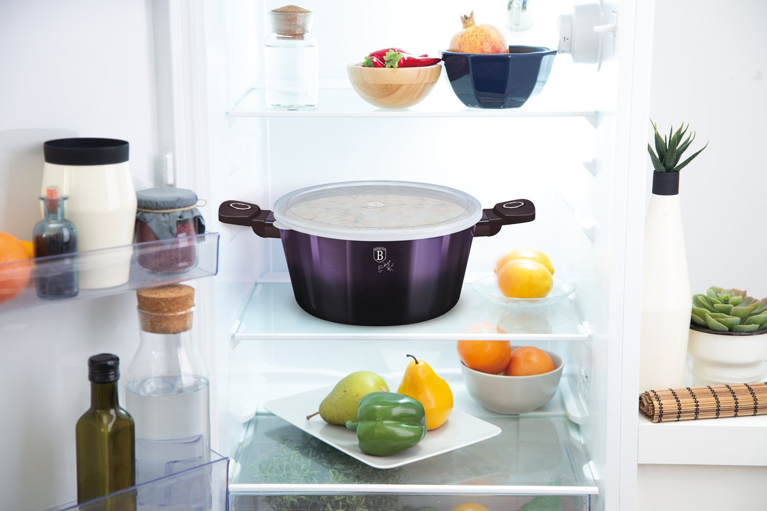 Berlinger Haus 20cm Titan Coating Caserole with 2 Lids - Purple Eclipse