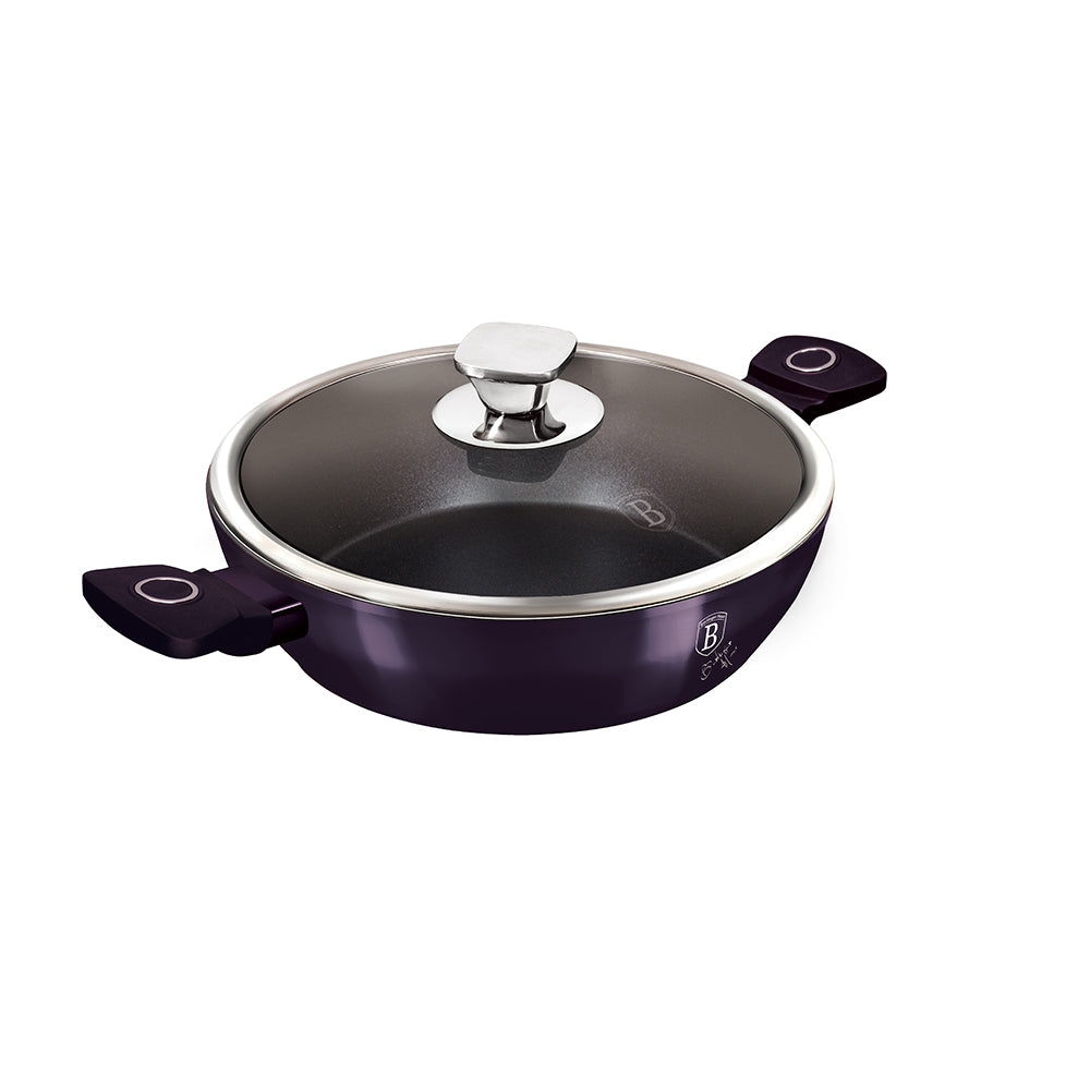 Berlinger Haus 24 cm Titan Coating Shallow Pot with Lid - Purple Eclipse