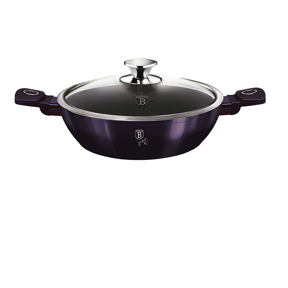 Berlinger Haus 24 cm Titan Coating Shallow Pot with Lid - Purple Eclipse