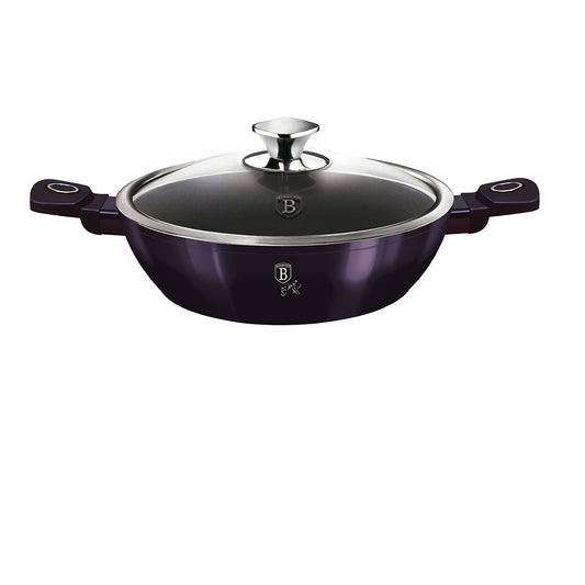 Berlinger Haus 24 cm Titan Coating Shallow Pot with Lid - Purple Eclipse