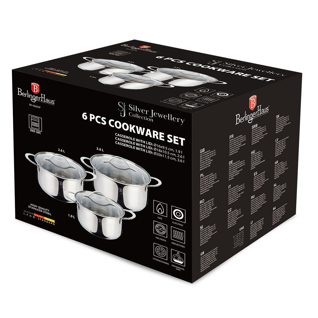 Berlinger Haus 6-Piece Stainless Steel Cookware Set - Silver Jewellery