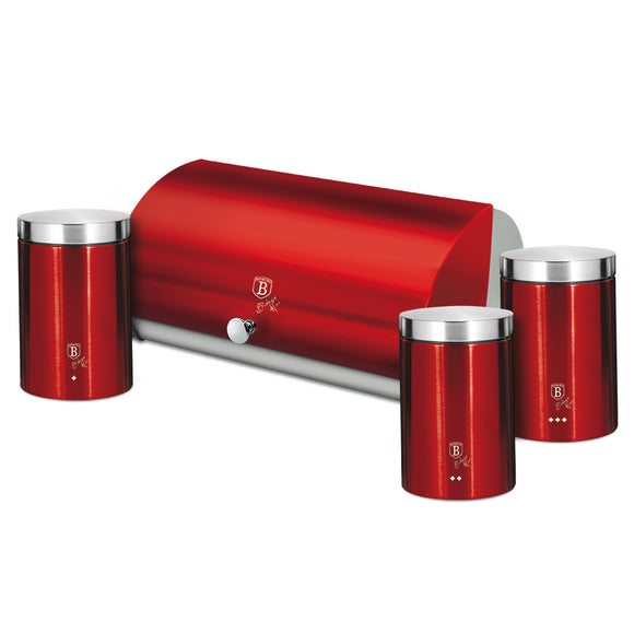 Berlinger Haus 3-Piece Canister Set with Bread Box - Burgundy
