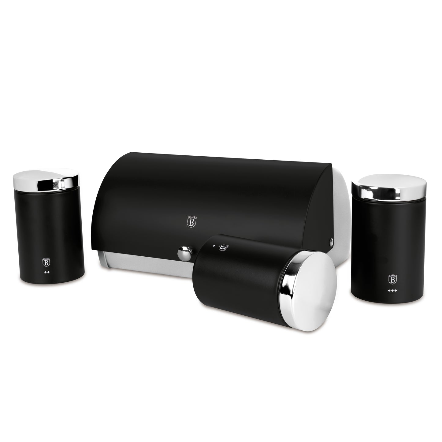 Berlinger Haus Bread Box with 3-Piece Canister Set – Matte Black
