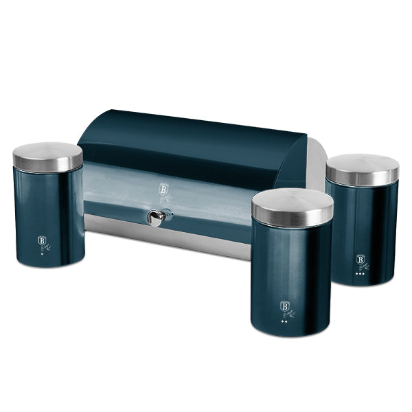 Berlinger Haus Bread Box with 3-Piece Canister Set – Aquamarine