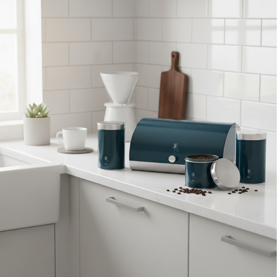 Berlinger Haus Bread Box with 3-Piece Canister Set – Aquamarine