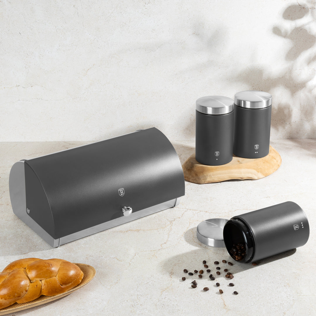 Berlinger Haus Bread Box with 3-Piece Canister Set – Anthracite
