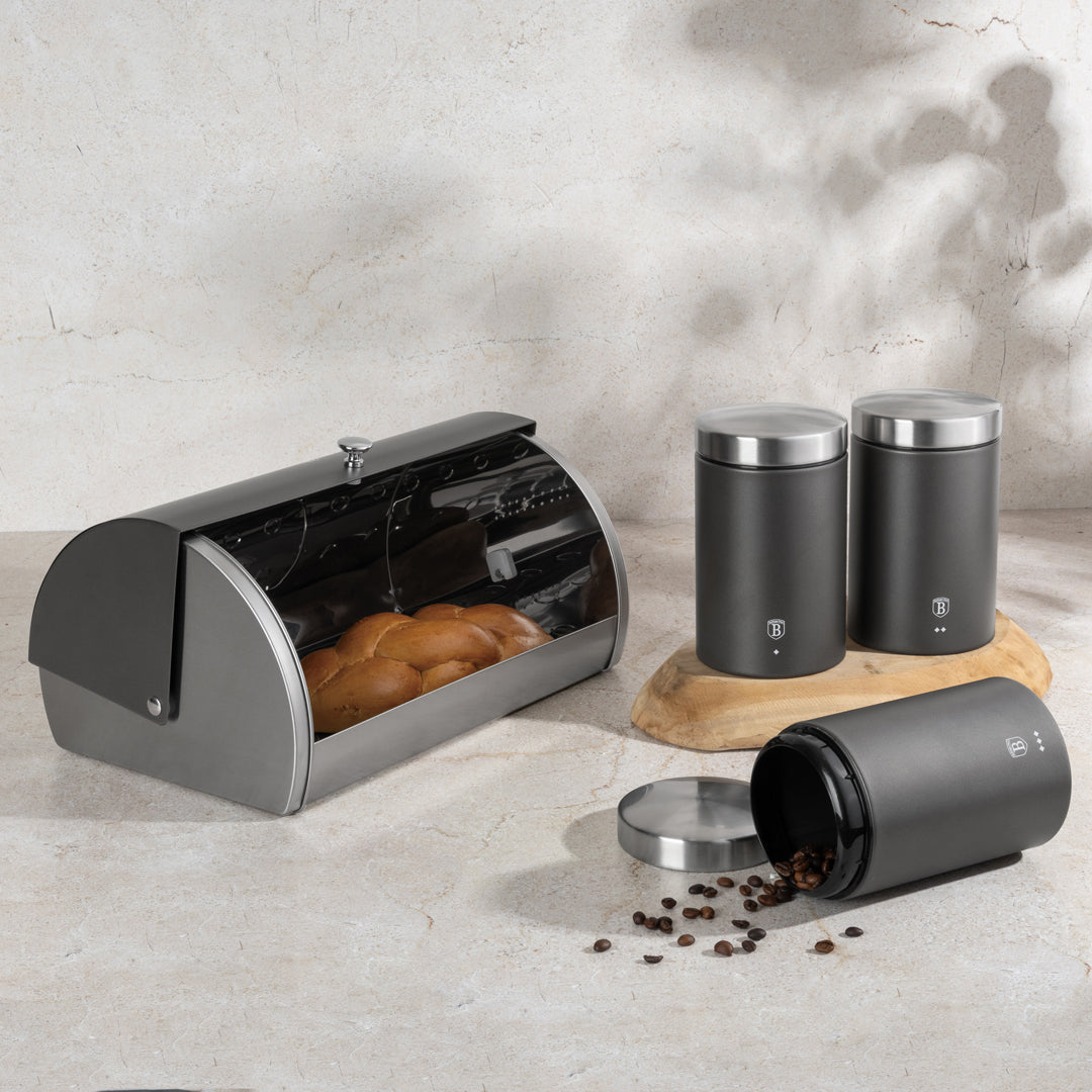Berlinger Haus Bread Box with 3-Piece Canister Set – Anthracite