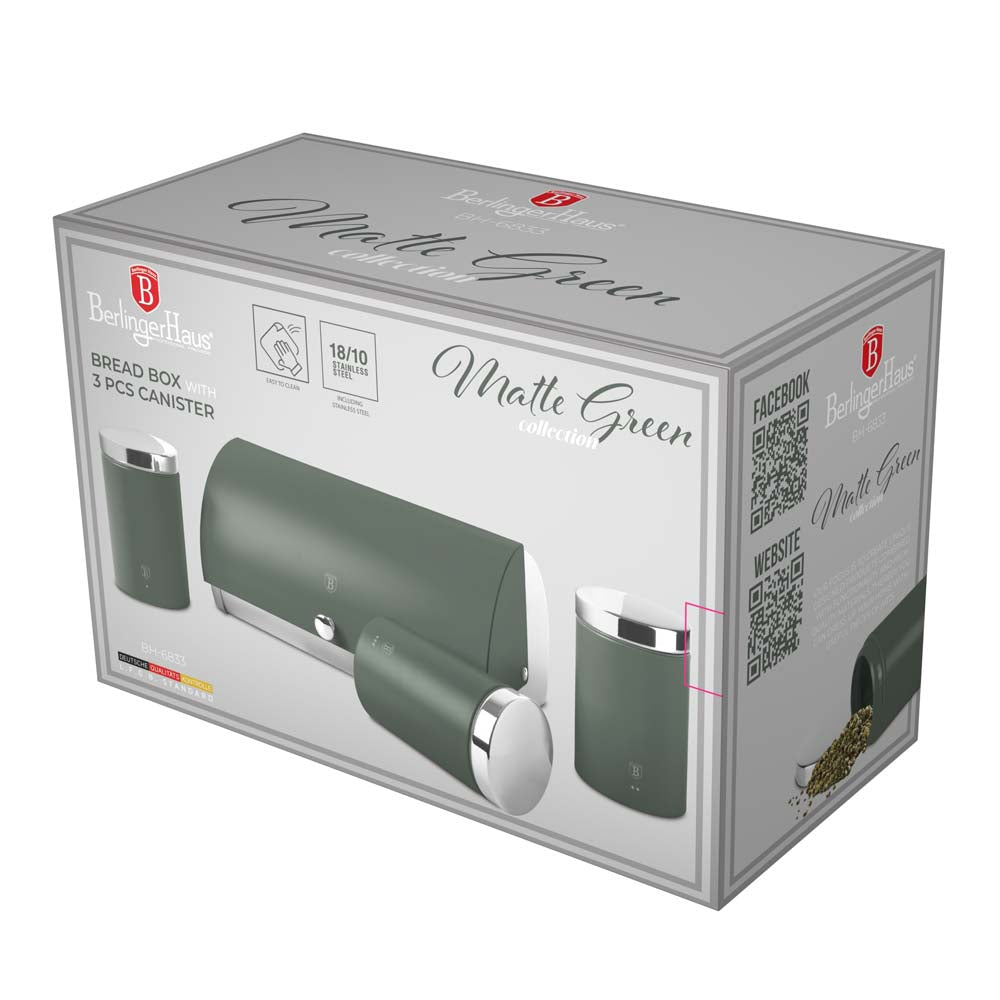Berlinger Haus Bread Box with 3-Piece Canister Set – Matt Green
