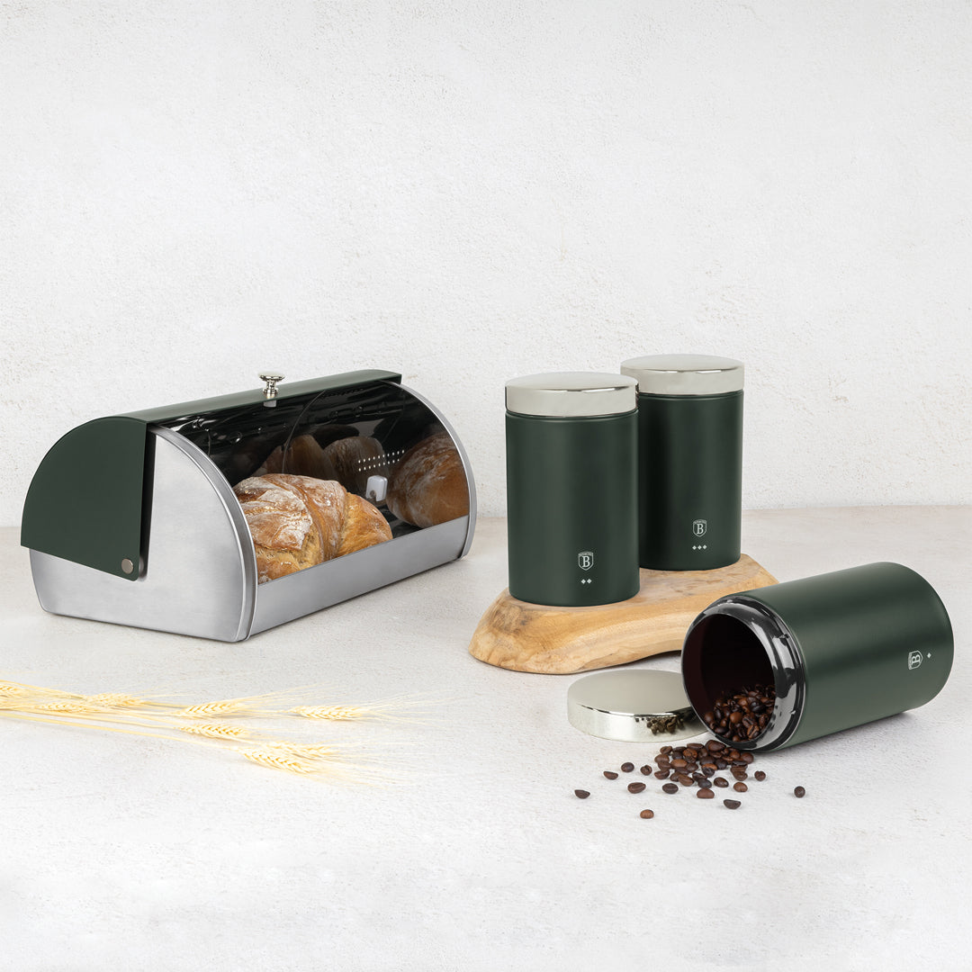 Berlinger Haus Bread Box with 3-Piece Canister Set – Matt Green