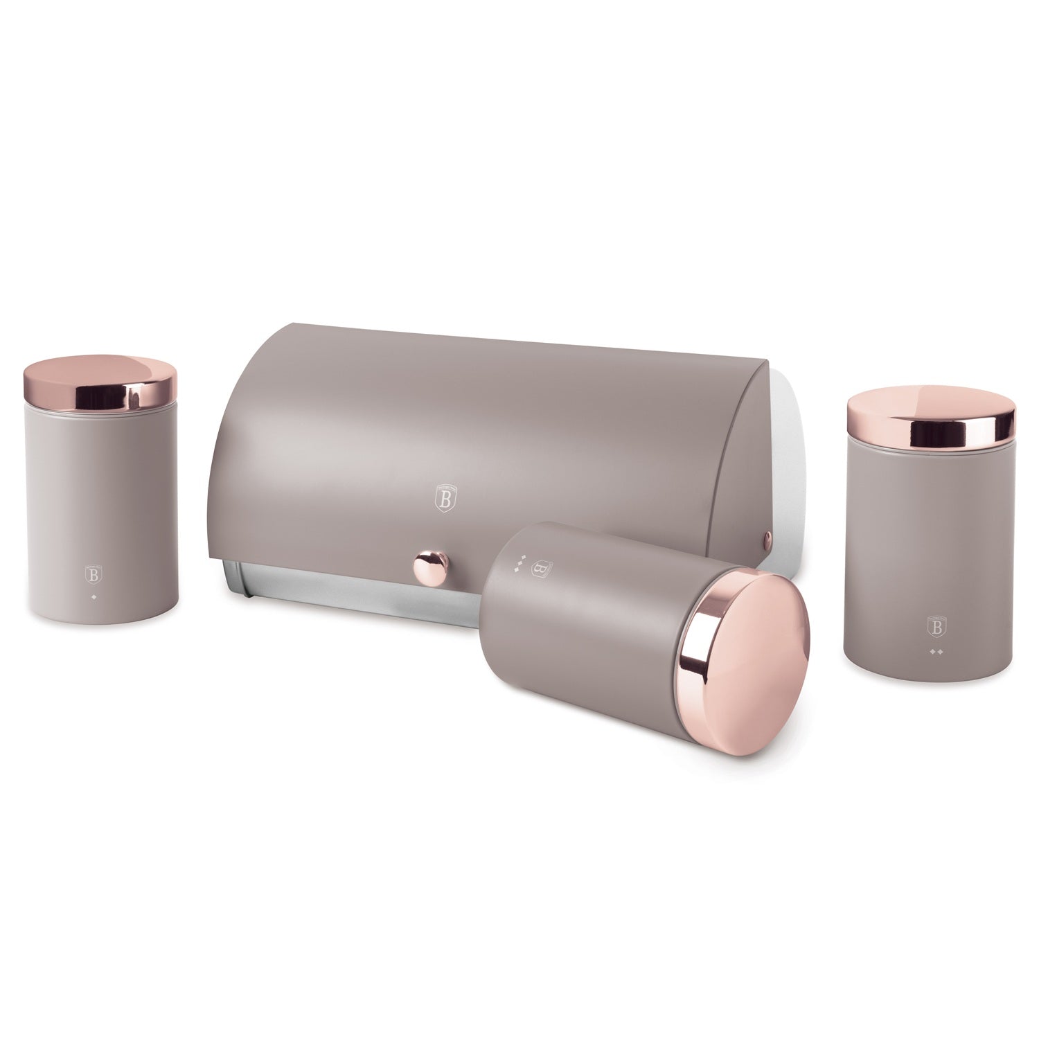 Berlinger Haus Bread Box with 3-Piece Canister Set – Taupe