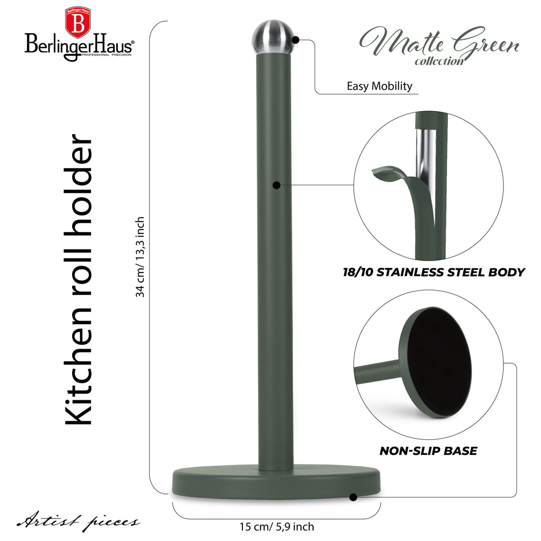 Berlinger Haus Kitchen Roll Holder – Matte Green