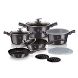 Berlinger Haus 13-Piece Marble Coating Smart Lid Cookware Set - Carbon Pro