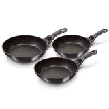 Berlinger Haus 3 Piece Marble Coating Fry Pan Set - Carbon Pro Edition