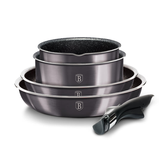 Berlinger Haus 9-Piece Marble Coating Non-Stick Cookware set - Carbon Pro