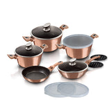 Berlinger Haus 13-Piece Marble Coating Smart Lid Cookware Set - Rose Gold Metallic Line