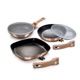 Berlinger Haus 5-Piece Marble Coating Fry & Grill Pan Set - Rose Gold Metallic Line