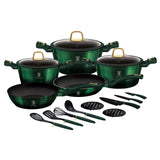 Berlinger Haus 17-Piece Non-Stick Marble Coating Cookware Set - Emerald