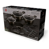 Berlinger Haus 17-Piece Non-Stick Marble Coating Cookware Set - Shiny Black